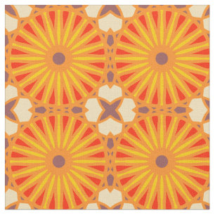 Tecido Kaleidoscope Roda Padrão P Tijolo Vermelho Amarelo
