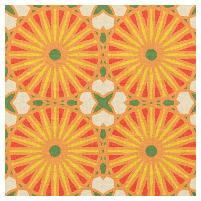 Tecido Kaleidoscope Roda Padrão P Verde Amarelo (Detalhe)