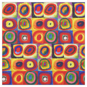 Tecido Kandinsky Farbstudie Quadrate Esquadra Círculos de