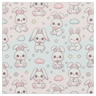Tecido Kawaii Bunny Coelho Feliz