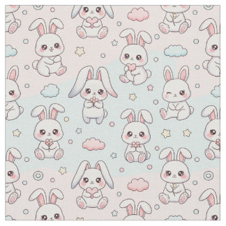 Tecido Kawaii Bunny Happy Rabbit