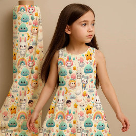 Tecido Kawaii Bunny Pastel Whimsical Nursery Fabric Print