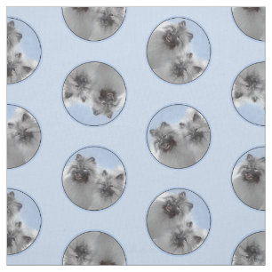 Tecido Keeshond Painting 2 Keeshonden Original Dog Art