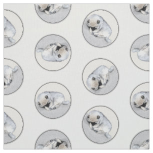 Tecido Keeshond Painting Dormindo Puppy Original Dog Art