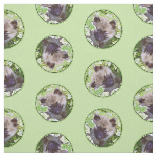 Tecido Keeshond Painting Puppy na Arte Original do Jardim