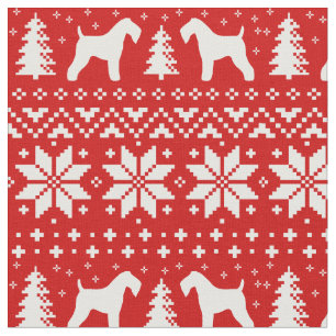 Tecido Kerry Blue Terrier Silhouettes Natal