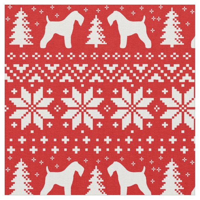 Tecido Kerry Blue Terrier Silhouettes Natal (Detalhe)