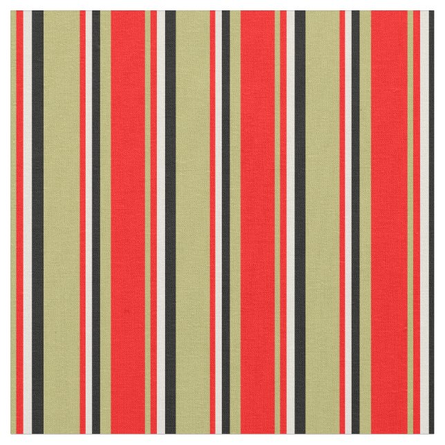 Tecido Khaki Escuro, Vermelho, bege e Preto - Padrão Colo (Detalhe)