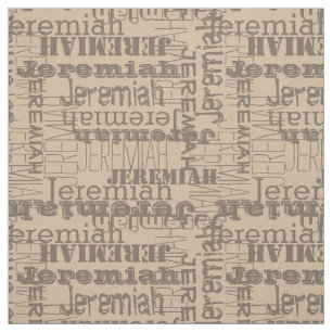 Tecido Khaki Mushroom Modern Name Collage