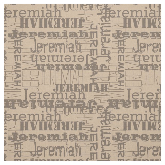 Tecido Khaki Mushroom Modern Name Collage (Modelo)