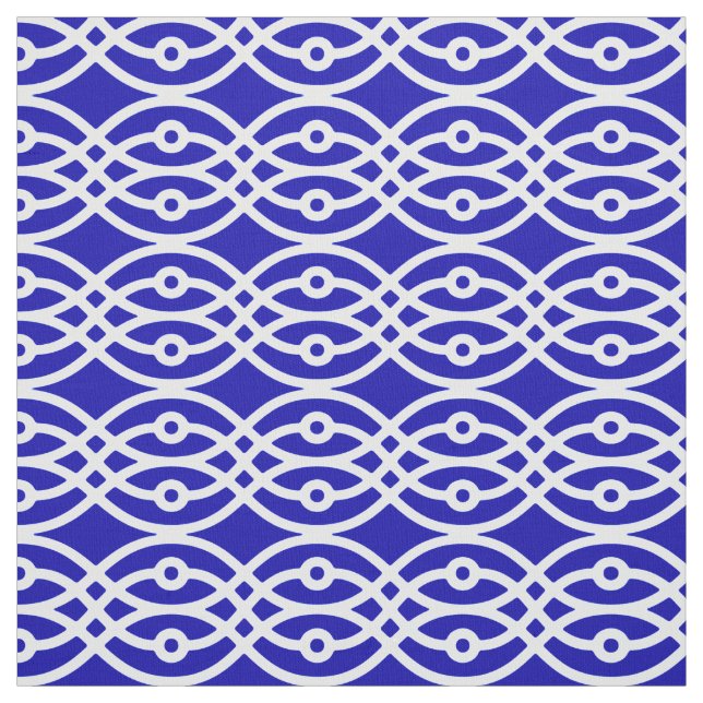 Tecido Kimono impressão, azul de cobalto e branco (Modelo)