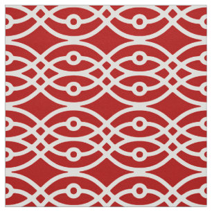 Tecido Kimono impressão, vermelho-escuro e branco