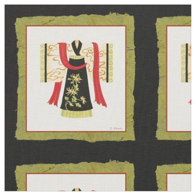 Tecido Kimono japonês tradicional com Impressão floral (Detalhe)