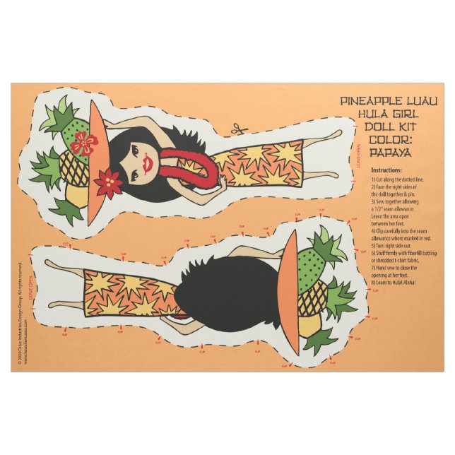 Tecido Kit da Boneca Hula Hawaiana do abacaxi Luau - Papa (Fat Quarter)