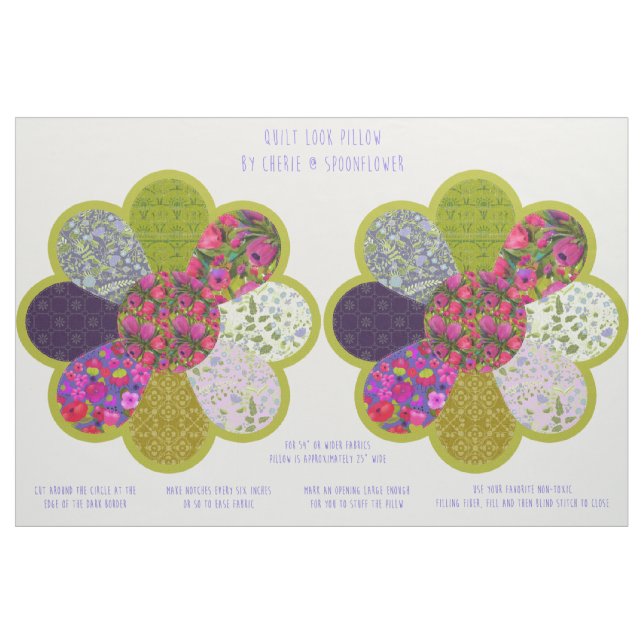 Tecido Kit de Almofada Redonda de Flor no Estilo Quilt de (Fat Quarter)