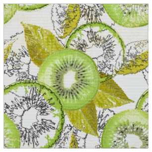 Tecido Kiwi, frutado, verde e branco, fresco, suculento,
