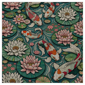 Tecido Koi's entre os lírios III