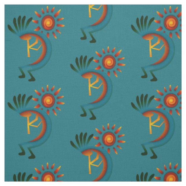 Tecido Kokopelli com Sun Turquoise (Modelo)