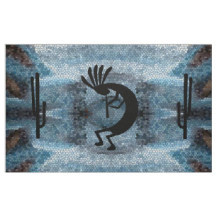 Tecido Kokopelli Sudoeste Desert Mosaico Azul