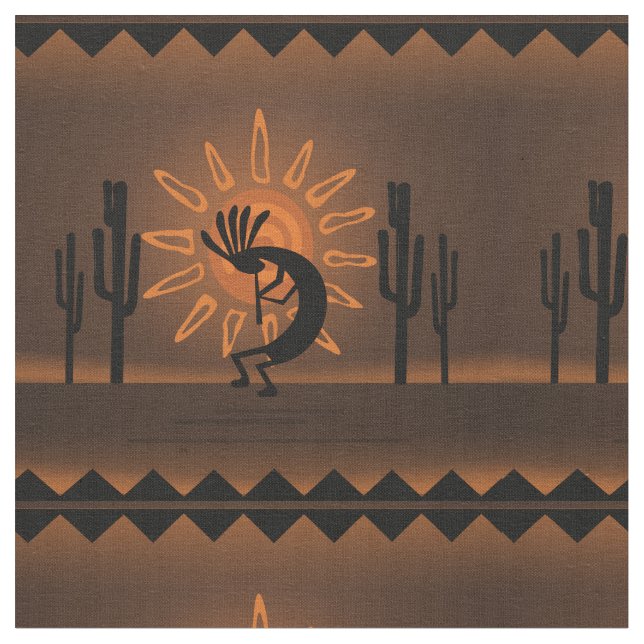 Tecido Kokopelli Sun Southwest Desert Russo Brown (Detalhe)