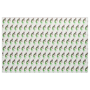 Tecido kokopelli verde no branco