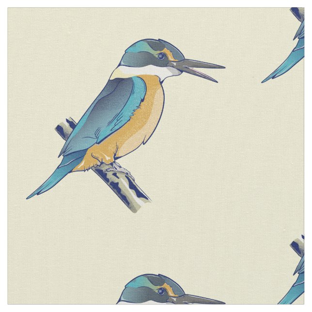 Tecido Kotare Kingfisher NZ BIRD (Detalhe)