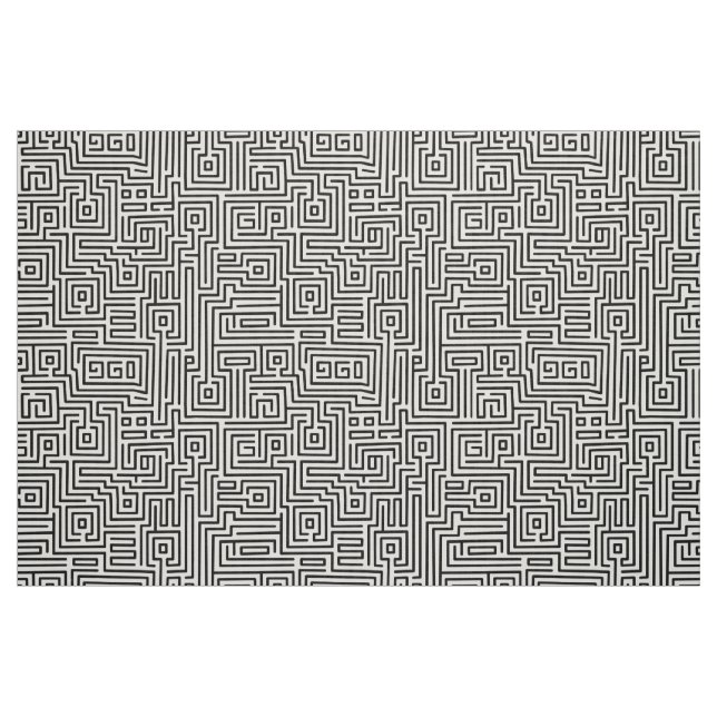 Tecido Kuba Maze Style 221019 - Preto em Branco (Fat Quarter)