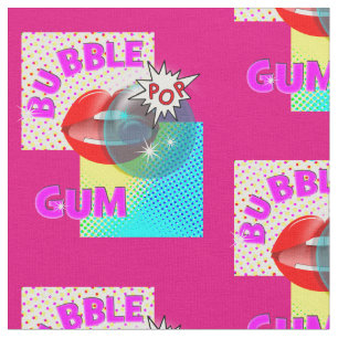 Tecido Lábios de pastilhas de Pop de Arte Funky Retro