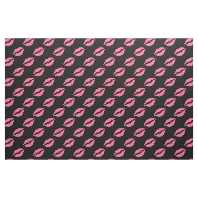 Tecido Lábios femininos teste padrão do beijo do rosa (Fat Quarter)