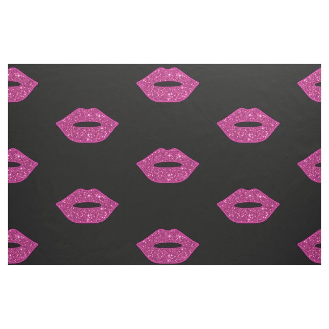 Tecido Lábios Rosa Beijos com Glitter Roxo Maquiagem Eleg (Fat Quarter)