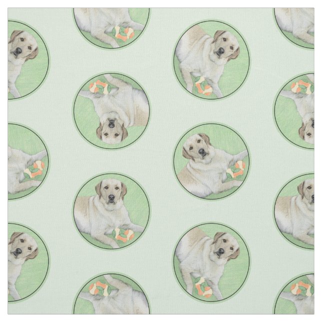 Tecido Labrador Amarelo - Impressão de Retriever e Tênis (Modelo)