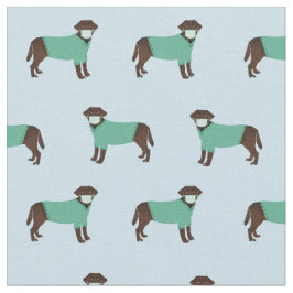 Tecido Labrador de chocolate em azul claro