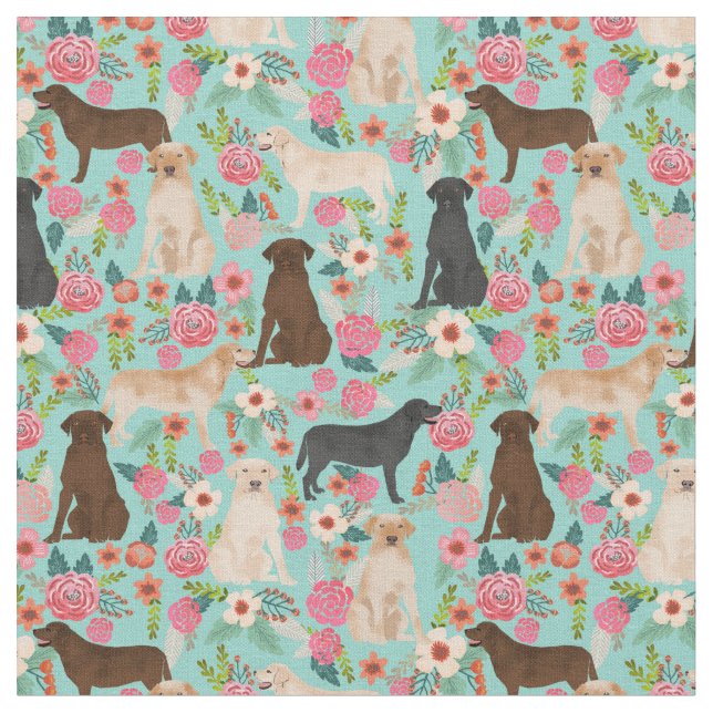 Tecido Labradores vintage florals (Detalhe)
