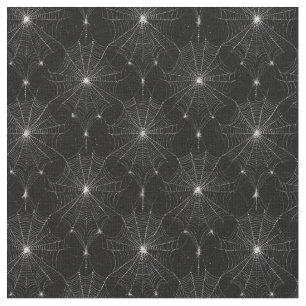 Tecido Lace de teia de prata em preto