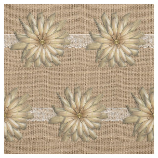 Tecido Laço de serapilheira e impressão da flor de Tan (Modelo)