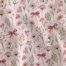 Tecido Laços de Flor Silvestre Rosa
