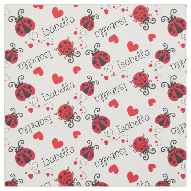 Tecido Ladybird ladybugs vermelho preto padrão de nome pe (Modelo)
