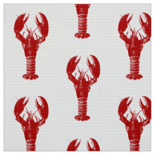 Tecido Lagosta vermelho escuro no branco