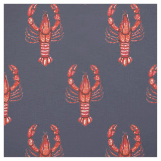 Tecido Lagostins & azuis marinhos da aguarela de