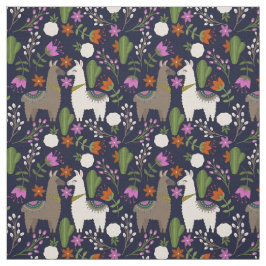 Tecido Lamas, Flores e Cactus no Marinho