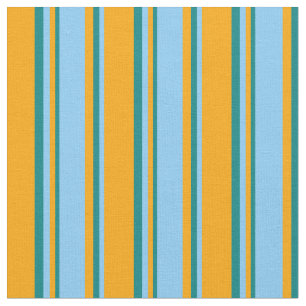 Tecido Laranja, Azul-Céu-Claro e Faixa Colorida do Teal