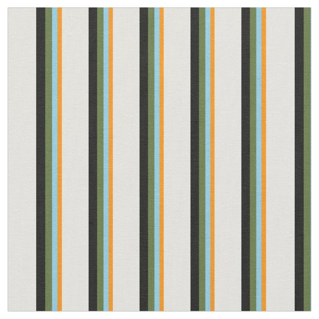 Tecido Laranja, Azul-Céu, Verde-Oliva, Preto e Cinto-Clar (Detalhe)