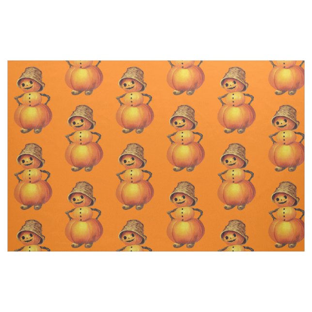 Tecido Laranja Boneco de Neve Jack O' Lantern Sorrindo (Fat Quarter)