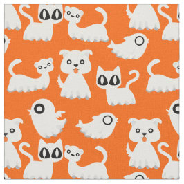 Tecido laranja-cão-furão-fantasma de halloween
