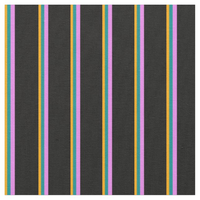 Tecido Laranja, Ciano Escuro, Violeta e Preto (Detalhe)
