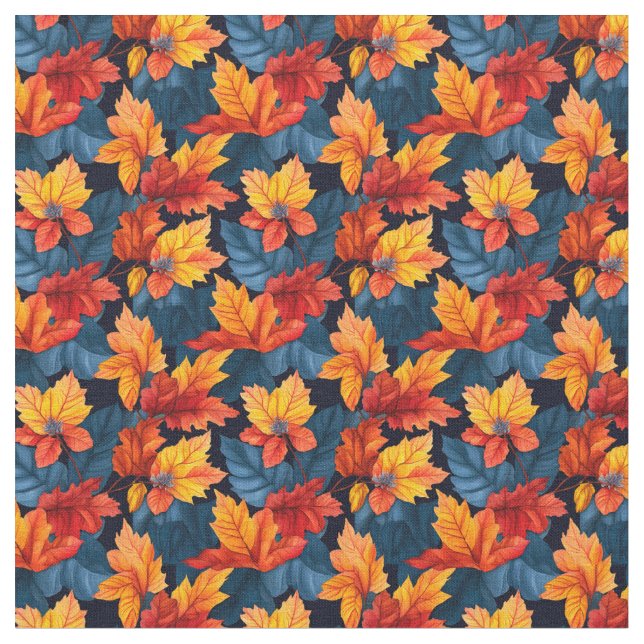 Tecido Laranja e Russet Autumn Leaves (Detalhe)
