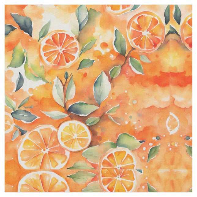 Tecido Laranja Fatias de Água Fresca Citrus Design (Detalhe)