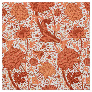 Tecido Laranja floral de William Morris, coral Jacobean