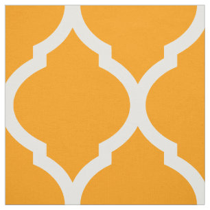 Tecido Laranja-marroquina Quatrefoil Grande Escala