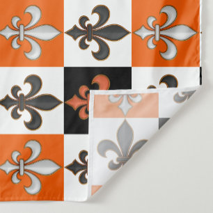 Tecido Laranja Preto-Branco-Verificado Design